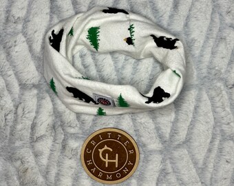 Bear & Trees Dog Scarf: Handmade Upcycled Flannel Pet Snood