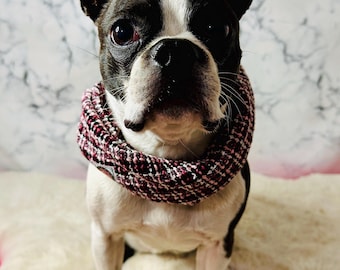 Handmade Pink Dog Scarf: Upcycled Pet Fashion Accessory