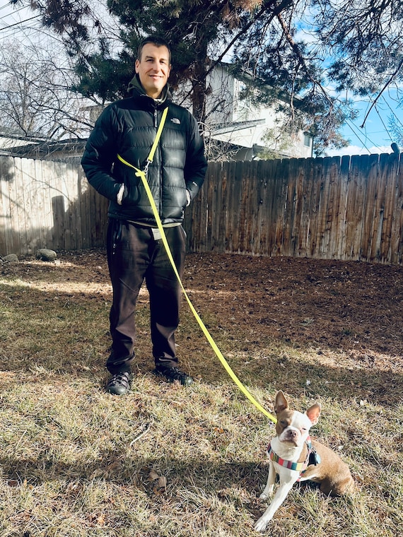 Dog leash around waist hotsell