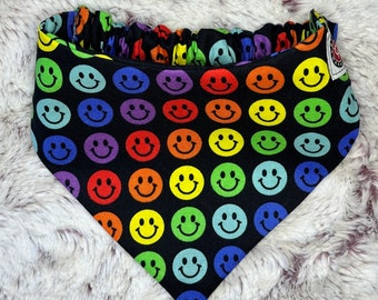 Rainbow Smiley Face Pet Bandana: Unique Elastic Dog/Cat Accessory