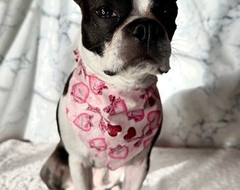 Glitter Hearts Love Bandana, Dog Bandana, Unique Custom Elastic Design Accessory Pet Fashion Critter Harmony Limited Edition Reclaimed Gift