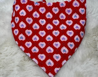 Vintage Valentines Lace Hearts Dog Bandana: Handmade Elastic Design