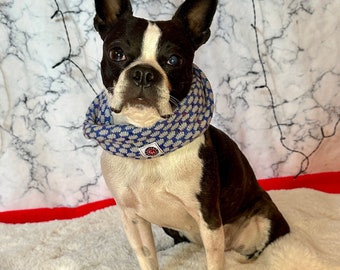 Blue Print Dog Scarf: Handmade Upcycled Pet Snood