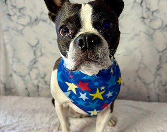 4th of July Star Dog Bandana: Handmade Elastic Pet Fashion