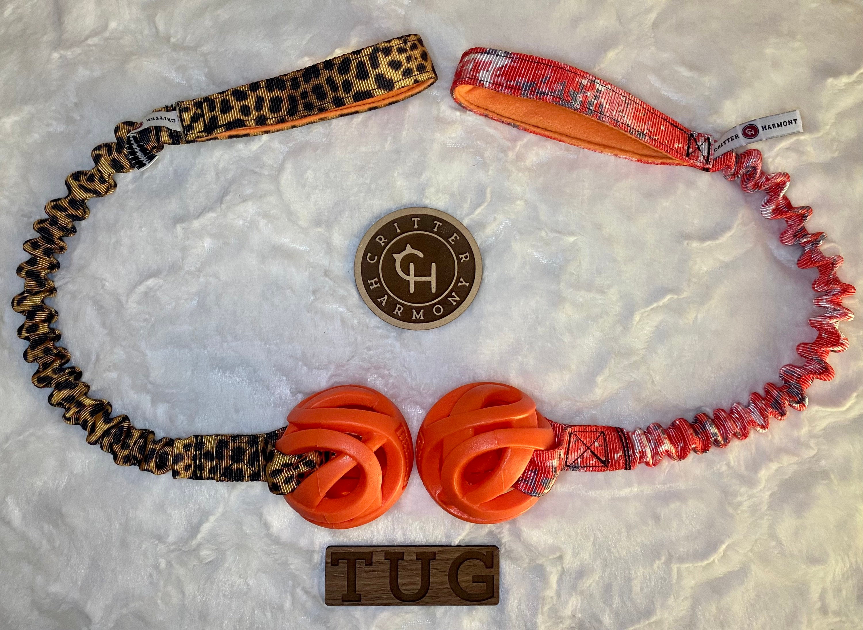 Handmade Bungee Dog Tug Toy, Orange Chuck-it Ball, Active Training