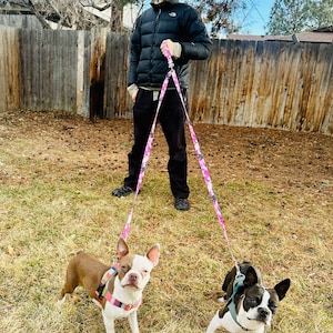 Gift 1” Tandem Dog Leash System, No Tangle, Multi Dog Leash, Double Lead, Handle, Around the Waist, Over Shoulder, Handmade Critter Harmony