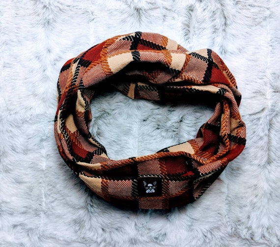Plaid Pet Infinity Scarf: Neutral Fall Fashion Accessory