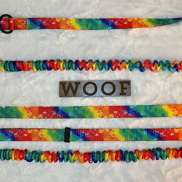 Dog Gift, 1” Standard Bungee Dog Leash, Handmade by Critter Harmony, Running Leash, Unique Design, Bright Colors, USA Made, Tandem Add Ons
