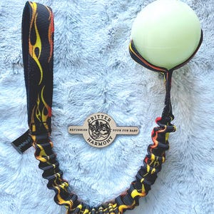 Big Dog Training Toy, Bungee Tug Toy, Chuckit Glow Ball with Handle Tug, Tug of War, Handmade by Critter Harmony, Unique Durable Playtime