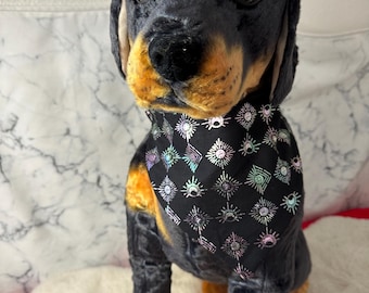 Moon Phases Foil Dog Bandana: Handmade Elastic Pet Scarf