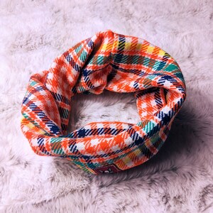 Bright Plaid Pet Scarf: Handmade Upcycled Twisty Design image 3