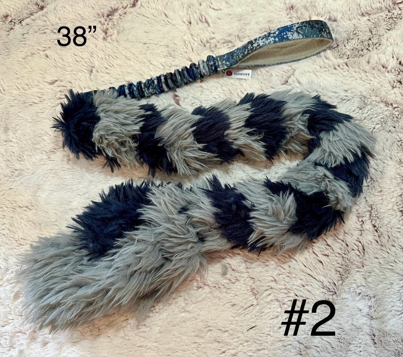 Foxtail Bungee Tug, Braided Agility Training Reward, Handmade Critter Harmony Tug Toy, Play Sporting Dog Fur, Fluffy Reward Training Gift image 2