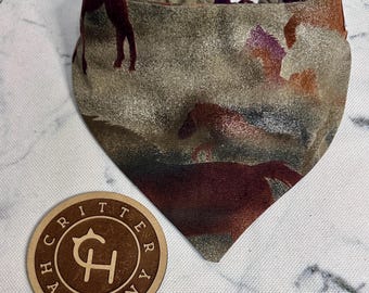 Vintage Watercolor Horses Pet Bandana: Elastic Cotton Dog Bandana, dogs and cats