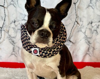 Handmade Navy Dog Scarf: Upcycled Vintage Sweater, Pet Fashion Accessory