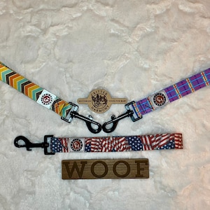 1" Dog Leash Tab: Handmade Colorful Traffic Lead, Safety Handle