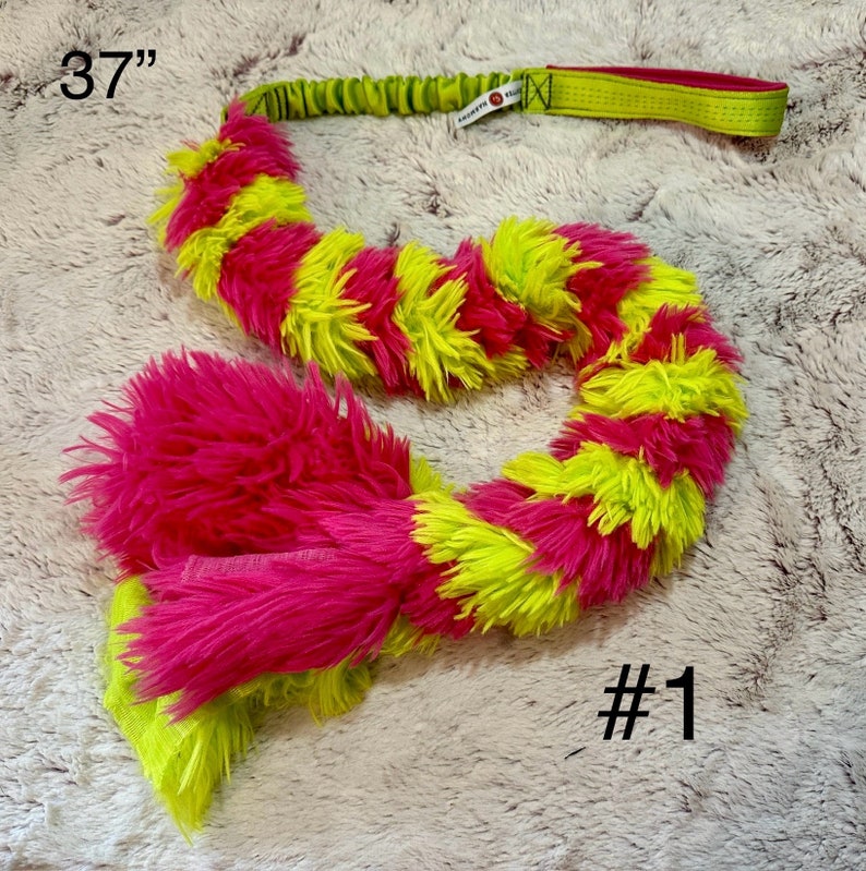 Foxtail Bungee Tug, Braided Agility Training Reward, Handmade Critter Harmony Tug Toy, Play Sporting Dog Fur, Fluffy Reward Training Gift image 1