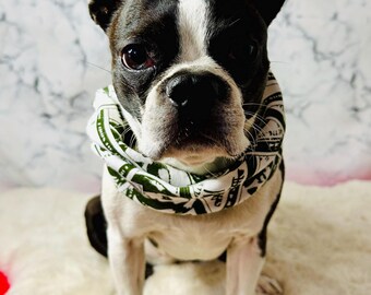 Cash Money Dog Scarf: Handmade Reclaimed Fabric Pet Scarf