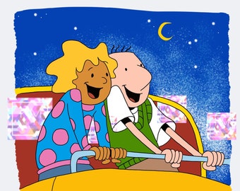 Doug & Patti Cartoon Instant Download Disegno digitale stampabile