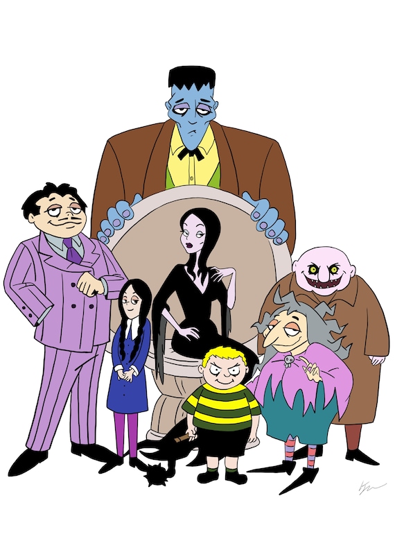 The Addams Family Cartoon Instant Download Printable Digital | Etsy