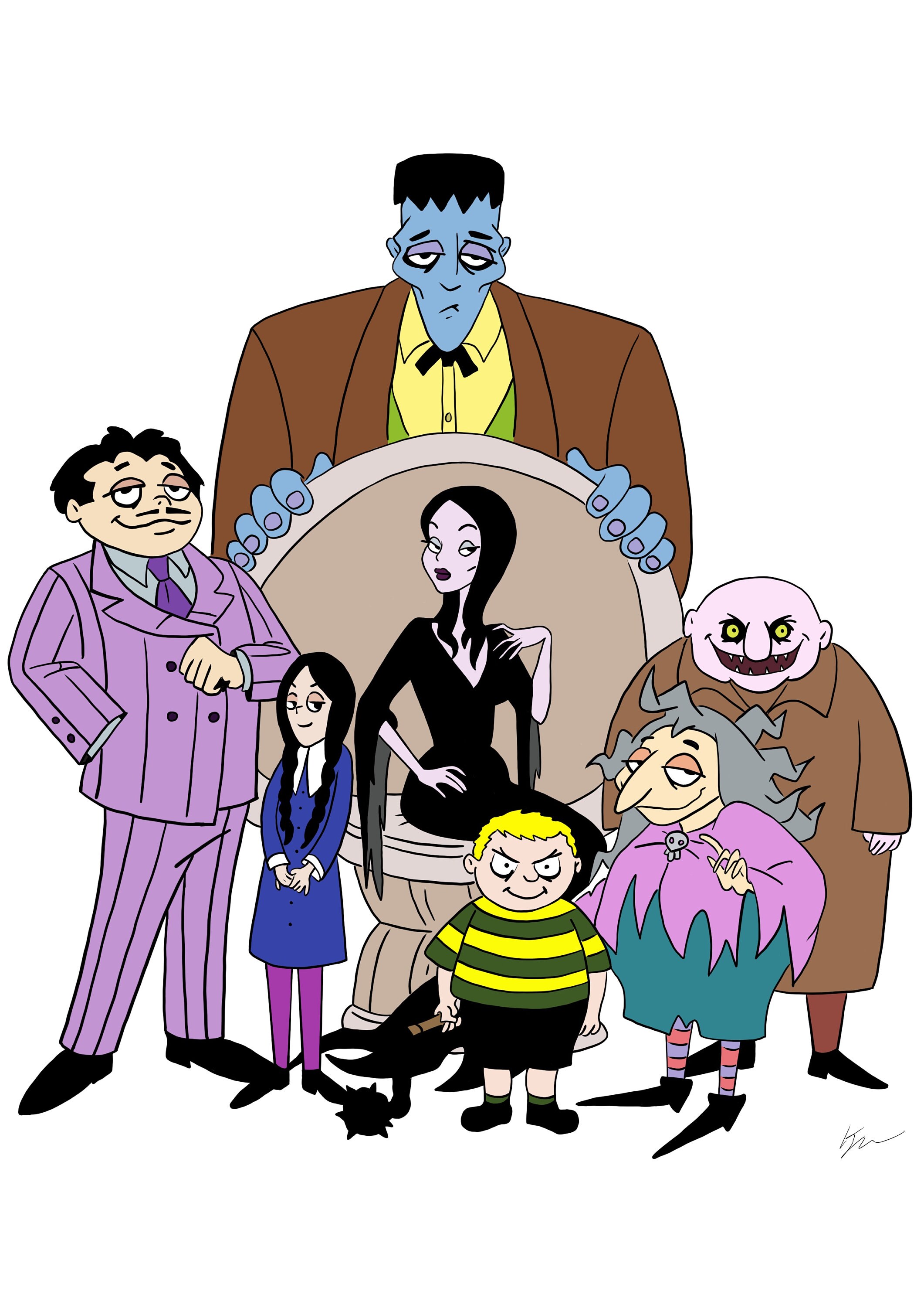 Addams family cartoon drawing