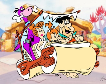 Il disegno digitale stampabile con download istantaneo flintstones