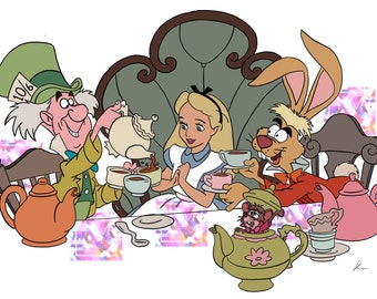 Alice In Wonderland Instant Download Printable Digital Drawing