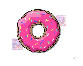 Pink Frosted Donut Instant Download Disegno digitale stampabile