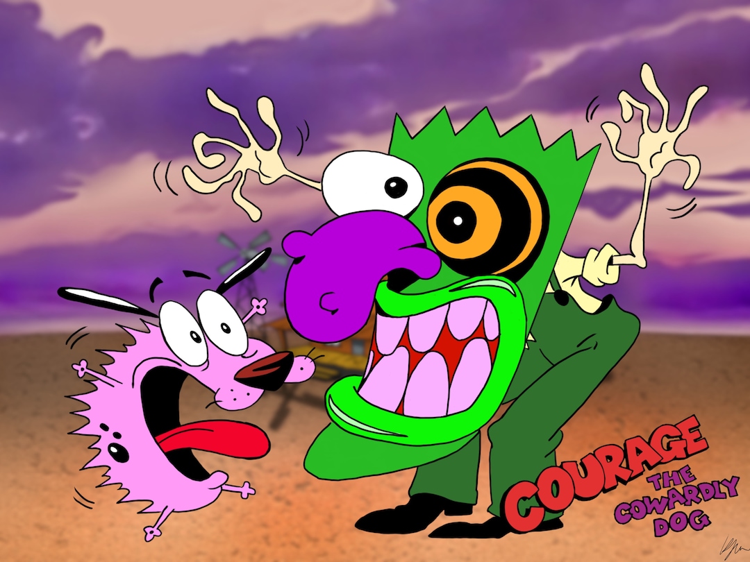 Courage the Cowardly Dog Mixed Media Instant Download Printable
