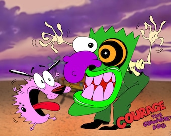 Coraggio il cane codardo Mixed Media Instant Download Stampabile Disegno Digitale