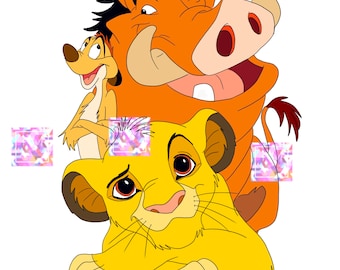 Pimon & Tumba Lion King Cartoon Instant Download Printable Digital Drawing