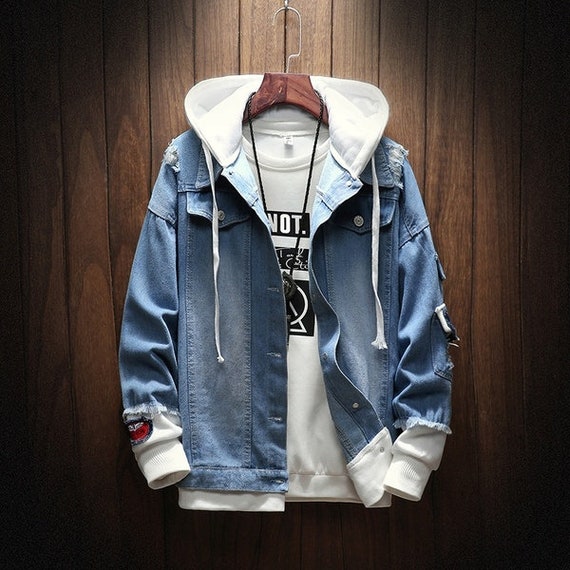 denim jacket and hoodie