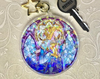 Stained Glass Windows -- AURORA -- Holographic KEYCHAIN