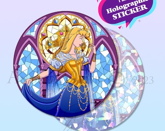 Stained Glass Windows - BLUE AURORA - Vinyl Holographic (Broken Glass) STICKERS