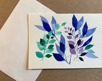 Original Hand Painting Card in Watercolor, Tulip Flowers greeting card, 5"x7" note card, Watercolor Card, card + envelope, Hand painted