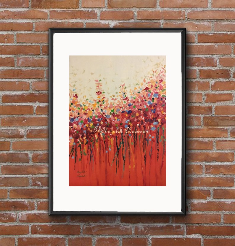 Print of Original Joy of Colors, Abstract Flower View, Print of Oil Color painting by GhazalFineArts, Wall Art, Home Decor, Home Gift afbeelding 2