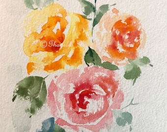 Single Rose Original Painting, Paper Art, Garden Flowers, Wall Art, Home  Decor, Small Gift, ORIGINAL Watercolor Painting by Ghazalfinearts 
