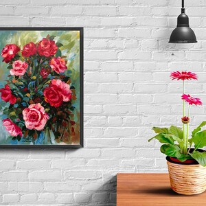 Lovely Roses Original Painting Flowers, Wall Art, Home Decor, READY TO HANG, Canvas Art, Original acrylic painting by GhazalFineArts image 2