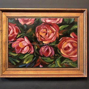 Peinture originale de roses dansantes, petites fleurs de peinture, art mural, décoration d'intérieur, prêt à accrocher, peinture acrylique originale par GhazalFineArts