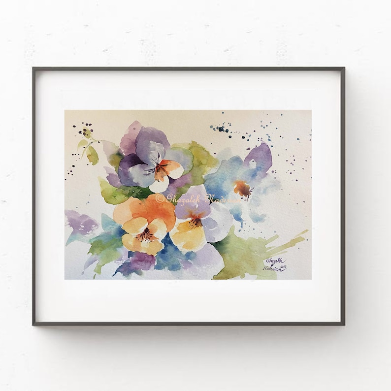 Colorful Flowers Original Painting, Flowers, Purple Color, Wall Art, Home Decor, Gift, ORIGINAL watercolor painting by GhazalFineArts image 2