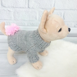 Personalized puppy sweater Knit woolen sweater for small breeds dog Canine apparel Woolen dog vest Gray puppy sweater Warm dogs clothes