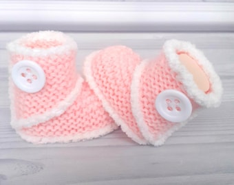 Crochet baby booties Ugg boots  Baby shower gift First outfit Gender reveal gift slippers