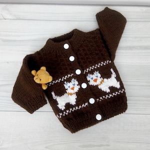 Handknitted merino wool Baby Sweater,Puppy baby Sweater, Baby Clothes, Knit Kids Sweater, Hand Knit sweater,Baby shower gift, 0 to 12 months