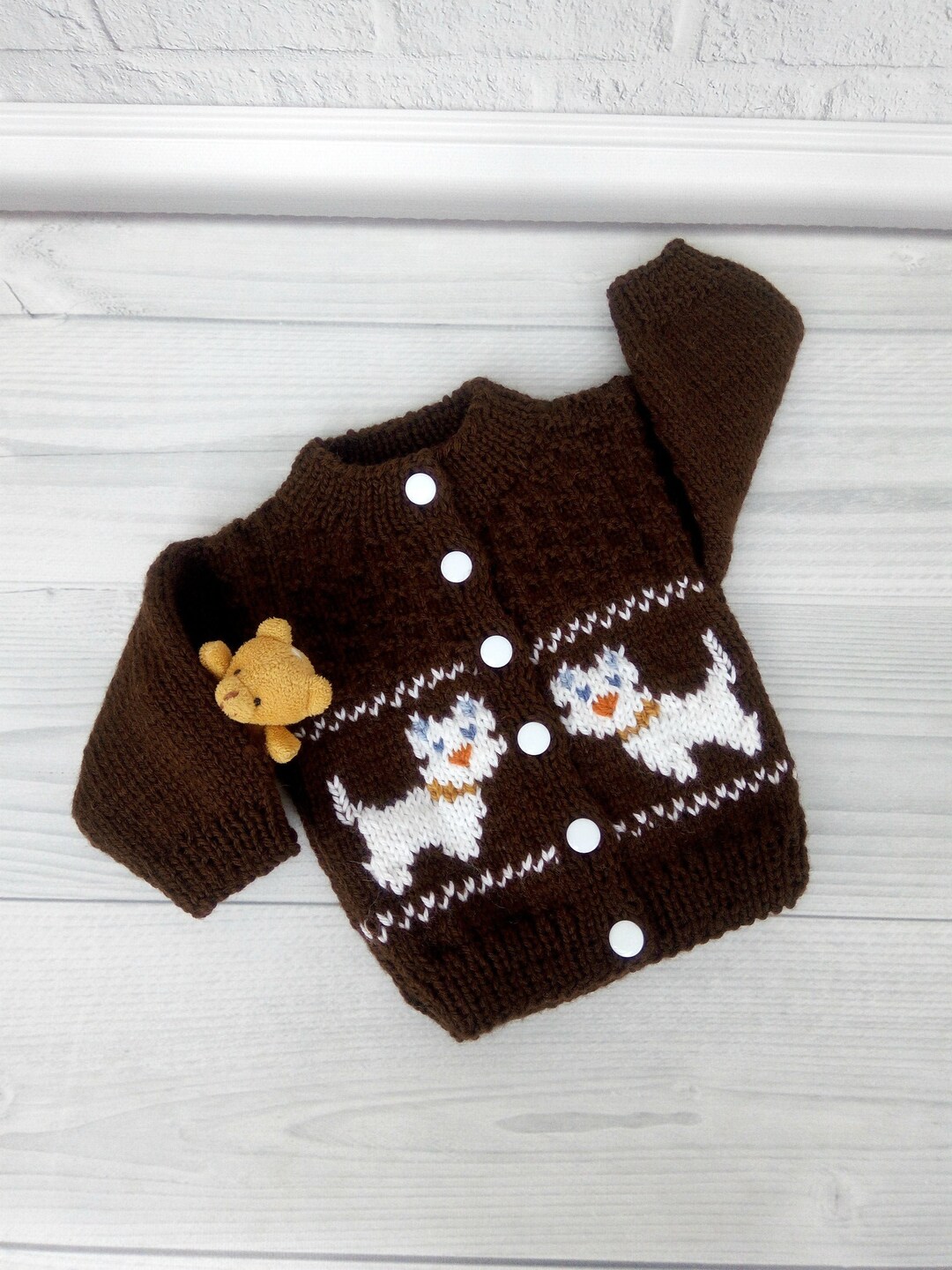 Handknitted Merino Wool Baby Sweaterpuppy Baby Sweater Baby Etsy