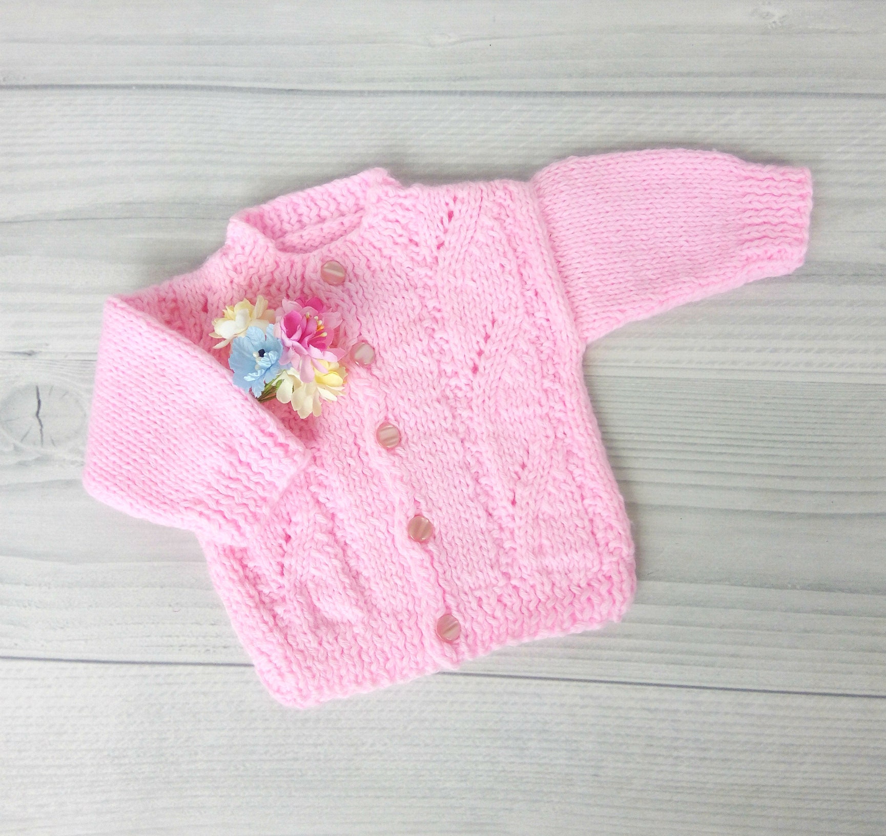 Baby girl sweater Pink baby knitwear Hand knit baby clothes Etsy