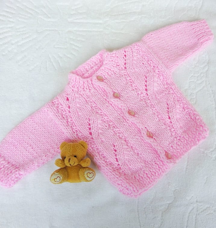 Baby girl sweater Pink baby knitwear Hand knit baby clothes Etsy