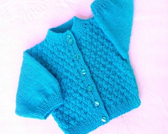 Knit warm baby jacket Blue baby sweater Handknitted baby sweater Mom to be gift Baby shower gift Newborn boy sweater