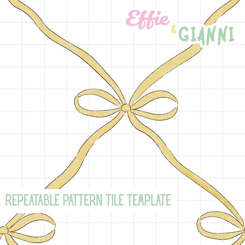 Ribbon Bow Lattice Seamless Pattern Bundle PNG | Bow Grid Template ...