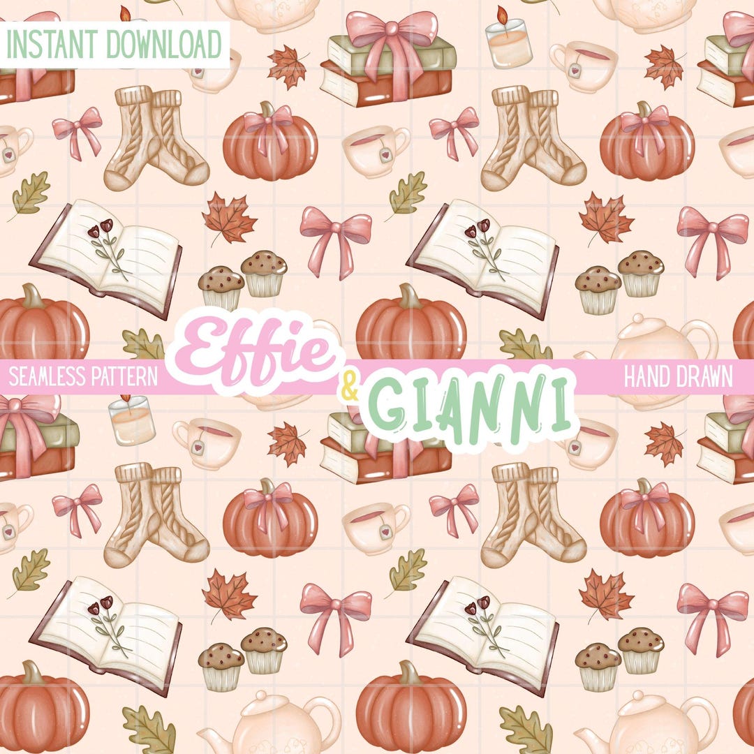 Hygge Coquette Fall Seamless Pattern – Cozy Autumn Digital Paper 300 ...
