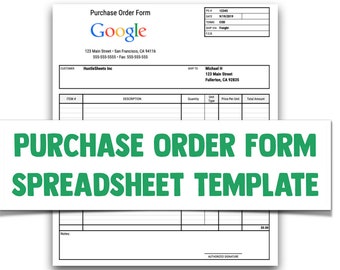 Purchase Order Form Template for Google Sheets and Excel