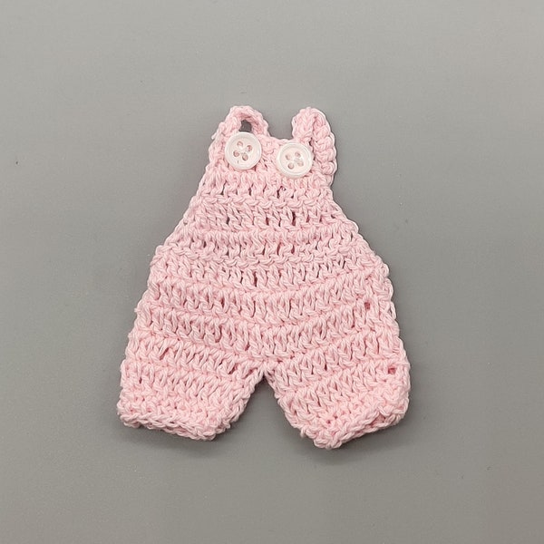 Set of 6 - Baby Overalls, Baby shower favors, Baby Pink, Baby welcome favors, Jumper favors, Crochet mini overalls, cute party favor